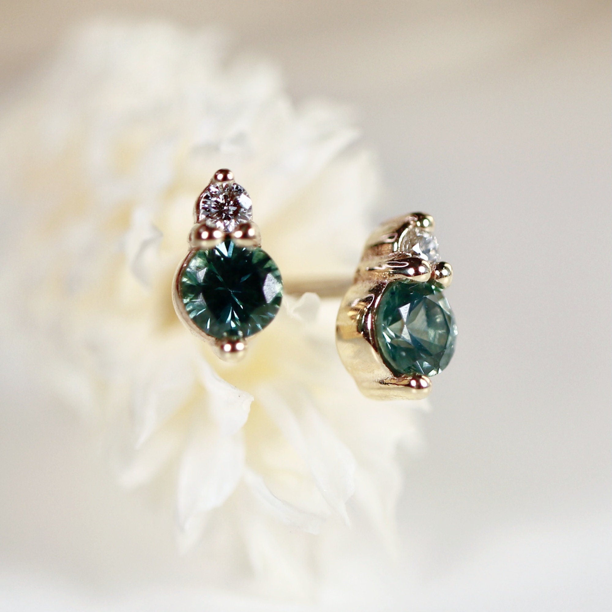Blue Montana Sapphire & Diamond Earrings 14k Gold - Melt'm Jewelry