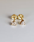 Rose Cut Diamond Earrings 14k Gold, Diamond Screw Back Earrings