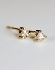 Rose Cut Diamond Earrings 14k Gold, Diamond Screw Back Earrings