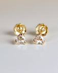 Rose Cut Diamond Earrings 14k Gold, Diamond Screw Back Earrings