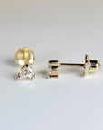 Rose Cut Diamond Earrings 14k Gold, Diamond Screw Back Earrings