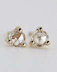 Rose Cut Diamond Earrings 14k Gold, Diamond Screw Back Earrings