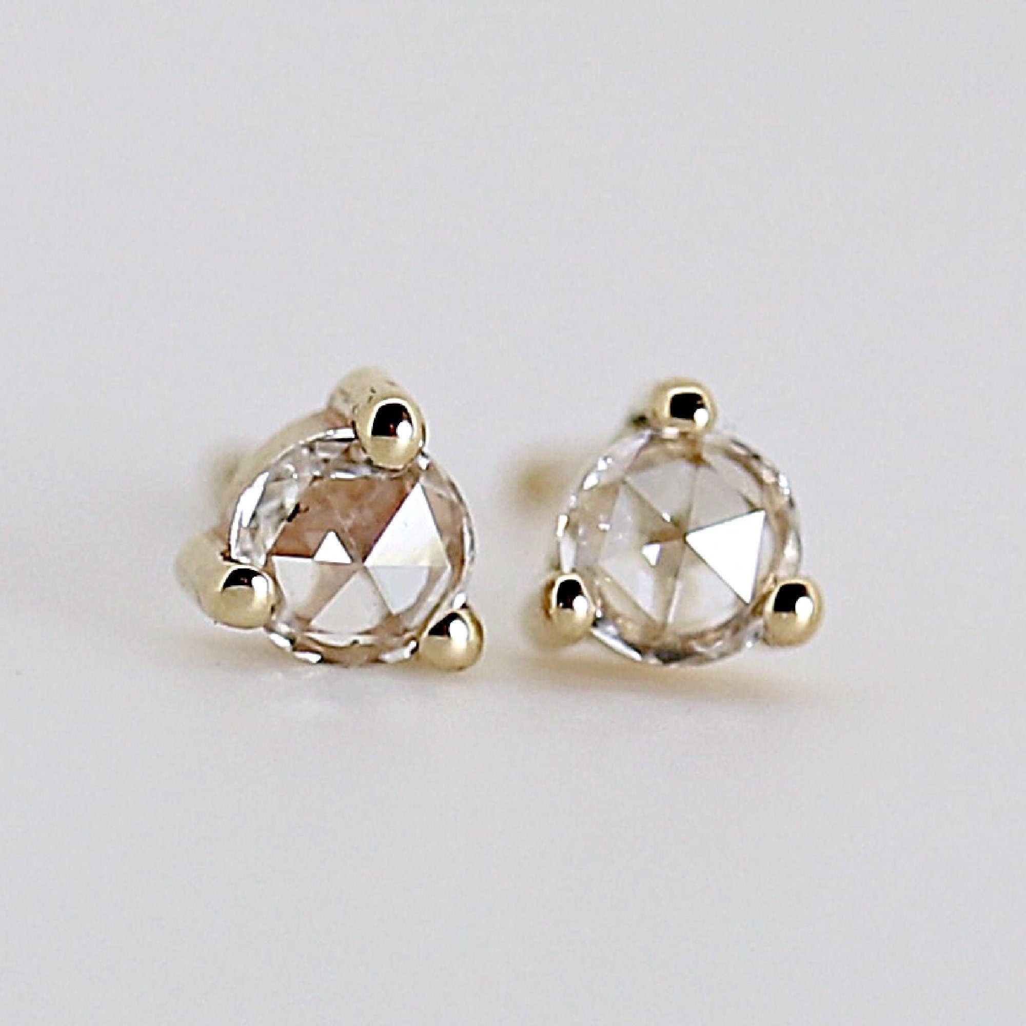 Rose Cut Diamond Earrings in 14k Gold - Melt'm Jewelry