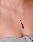 14k Gold Pink and Green Tourmaline Drop Necklace - Melt'm Jewelry