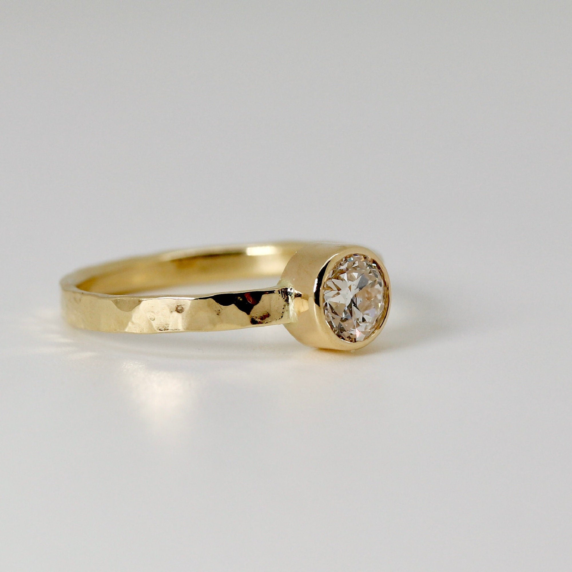 Bezel Natural Diamond Ring 14k Gold