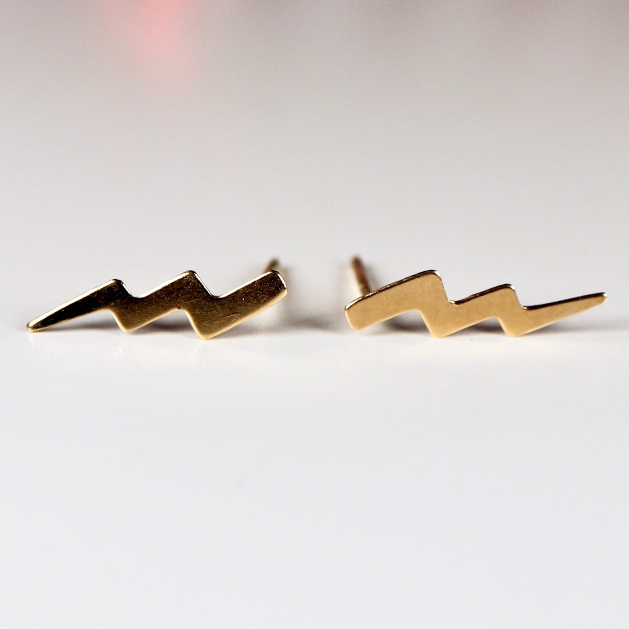 Gold Lightning Bolt Stud Earrings - Melt'm Jewelry