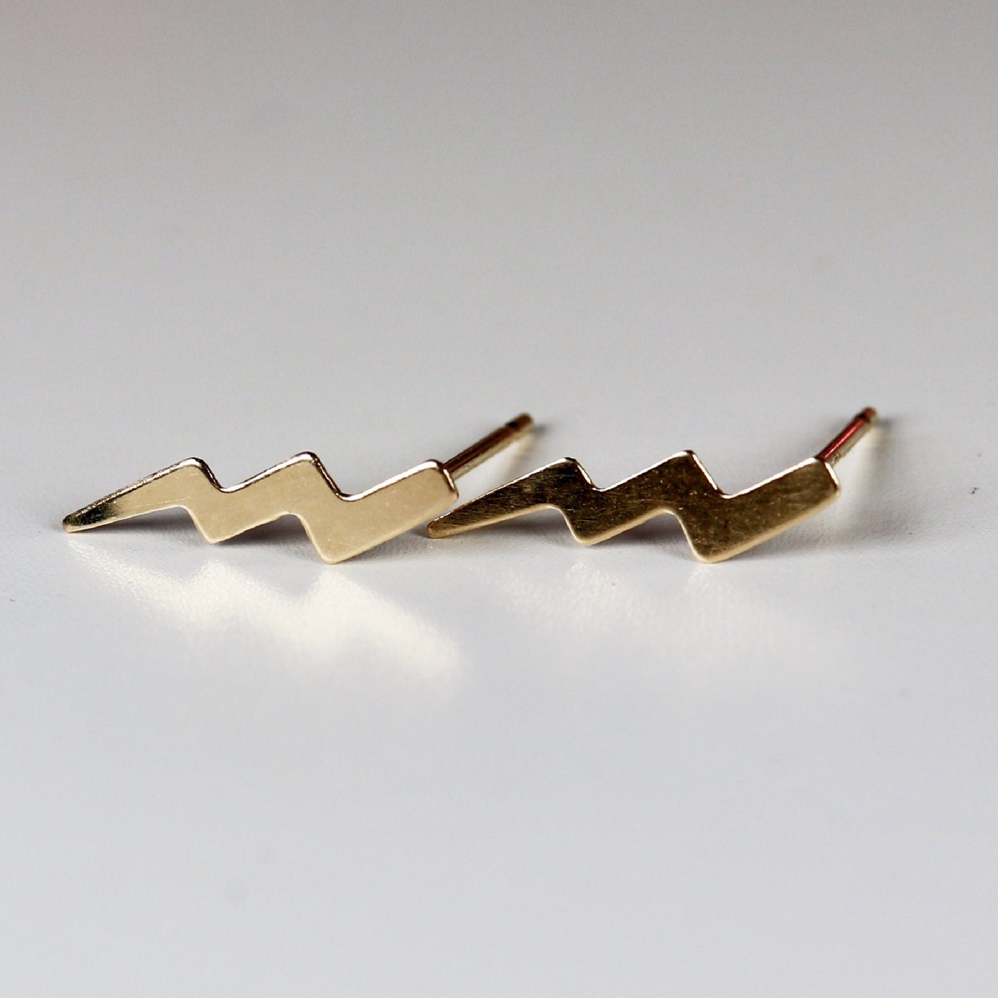 Gold Lightning Bolt Stud Earrings - Melt'm Jewelry