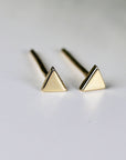 Triangle Stud Earrings, 14k Solid Rose Gold Minimal Earrings - Melt'm Jewelry