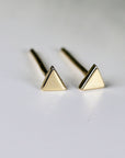 Triangle Stud Earrings, 14k Solid Rose Gold Minimal Earrings - Melt'm Jewelry