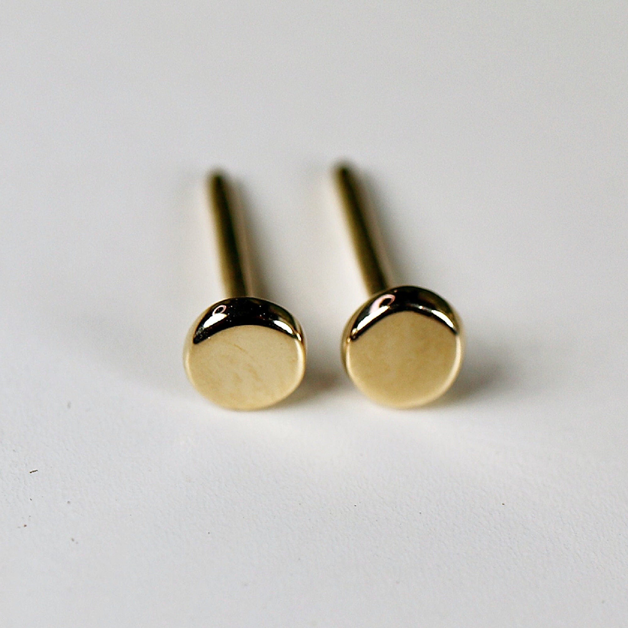 14k Yellow Gold Round Earrings (SINGLE or PAIR) - Melt'm Jewelry