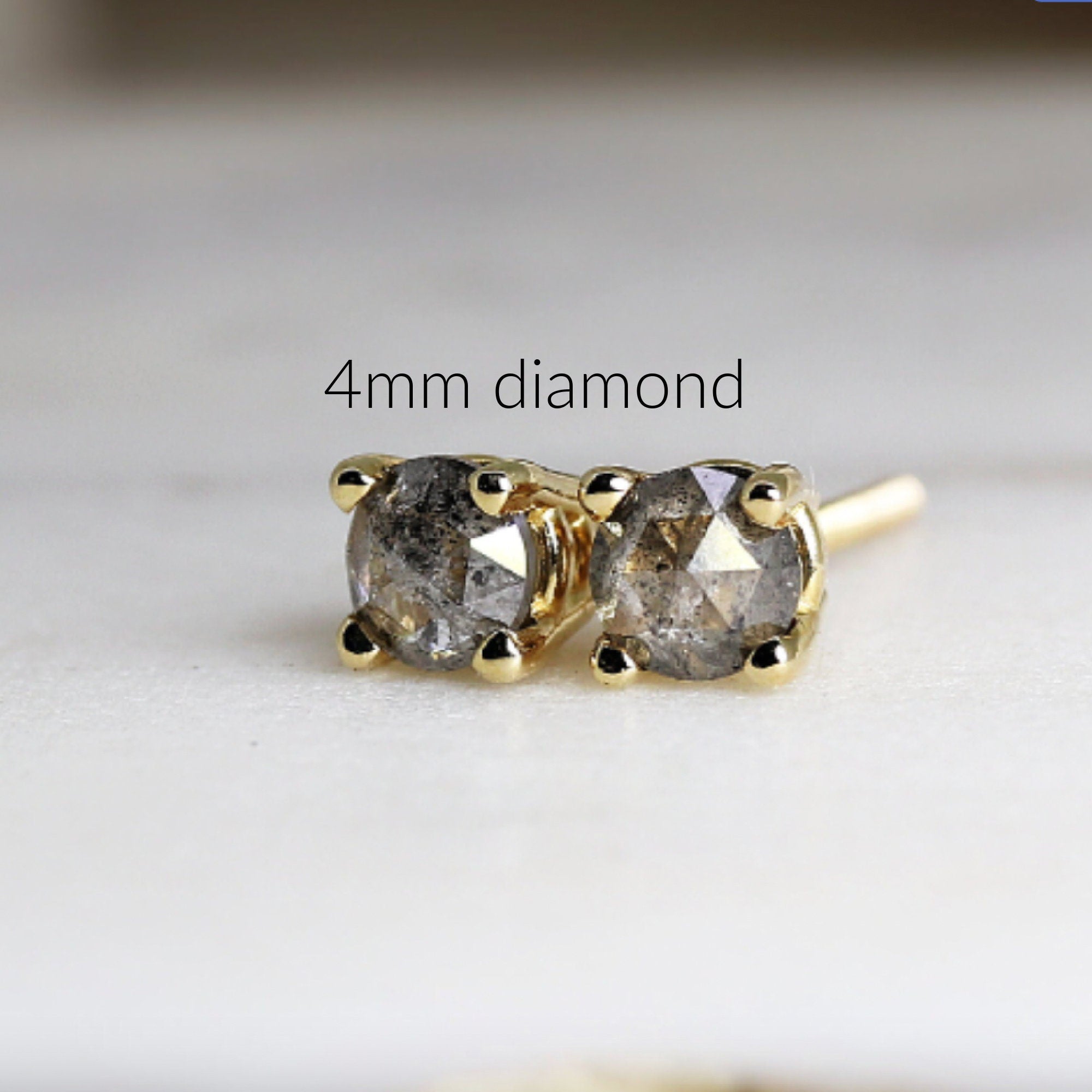 4mm Salt and Pepper Diamond Stud Earrings - Melt'm Jewelry