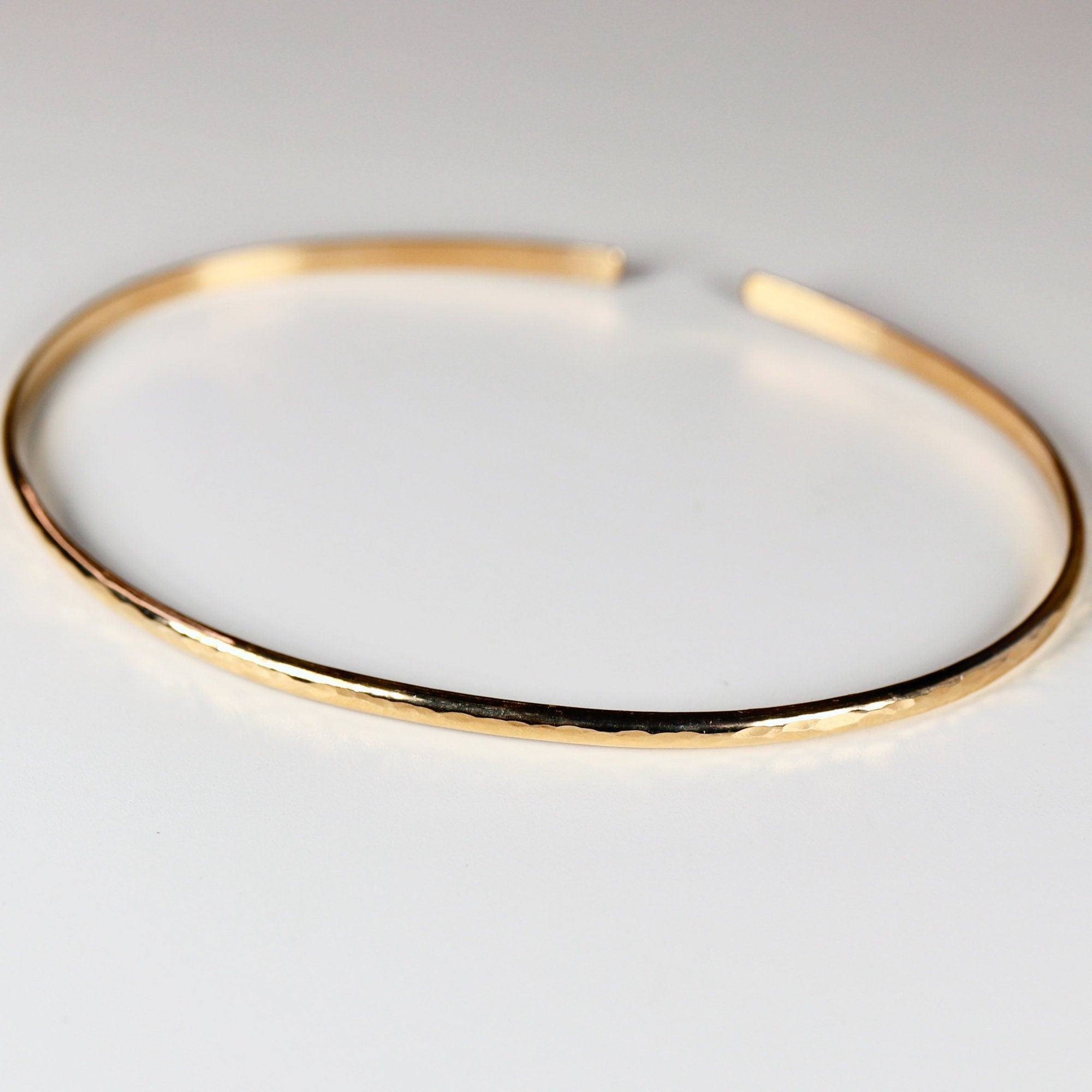 Gold Open Cuff Bracelet - Thick Hammered Gold Filled Bangles - Melt'm Jewelry