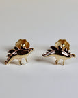 Dinosaur Earrings 14k Solid Gold, Single / Pair, Plateosaurus Dinosaur Earrings