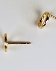 Small Open Circle Stud Earrings 14k Solid Gold, Hammered Gold Tiny Circle Studs - Melt'm Jewelry