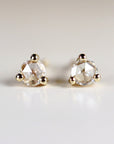 Rose Cut Diamond Earrings 14k Gold, Diamond Screw Back Earrings