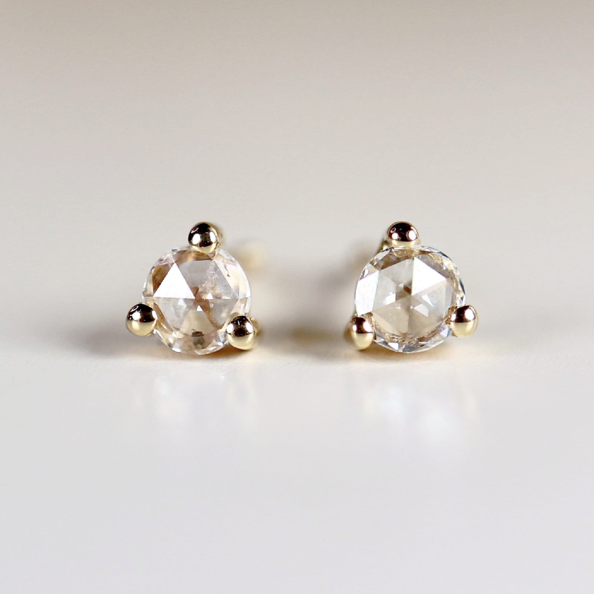 Rose Cut Diamond Earrings in 14k Gold - Melt'm Jewelry