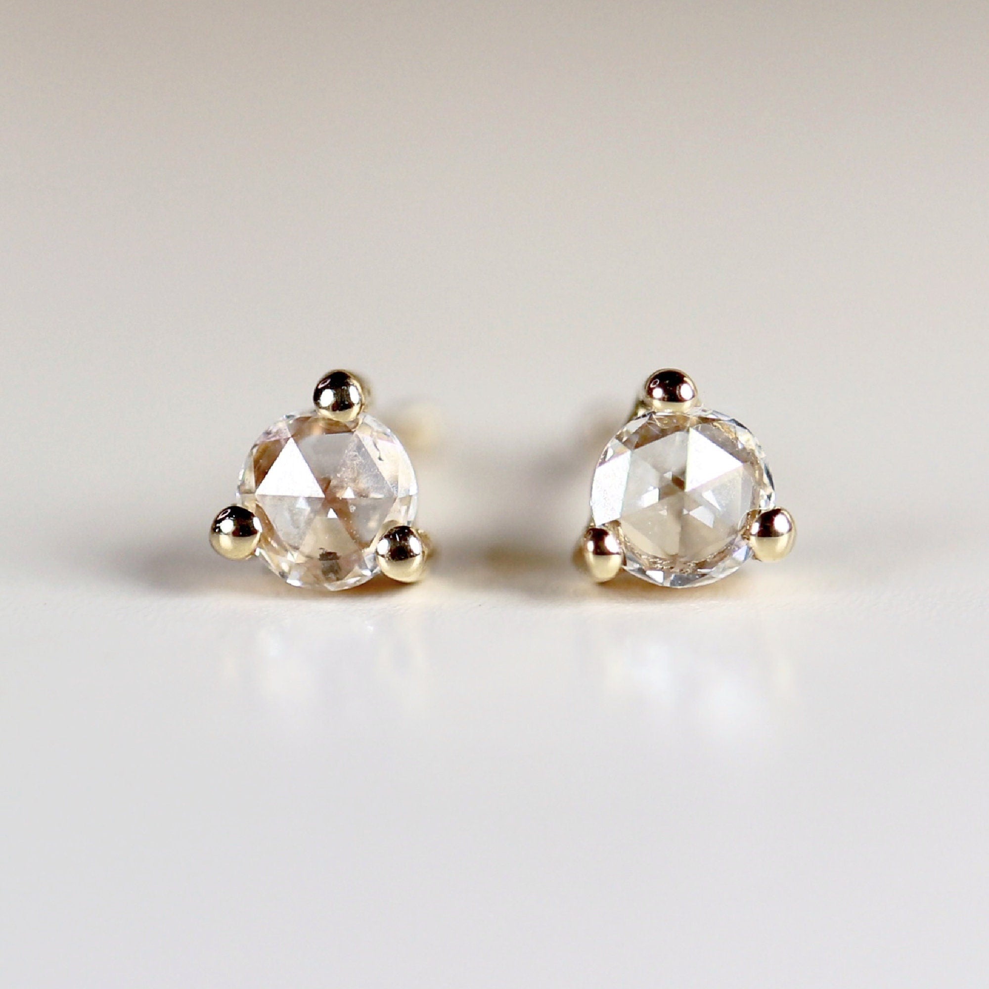 Rose Cut Diamond Earrings in 14k Gold