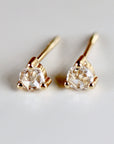 Rose Cut Diamond Earrings 14k Gold, Diamond Screw Back Earrings