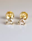 Rose Cut Diamond Earrings 14k Gold, Diamond Screw Back Earrings