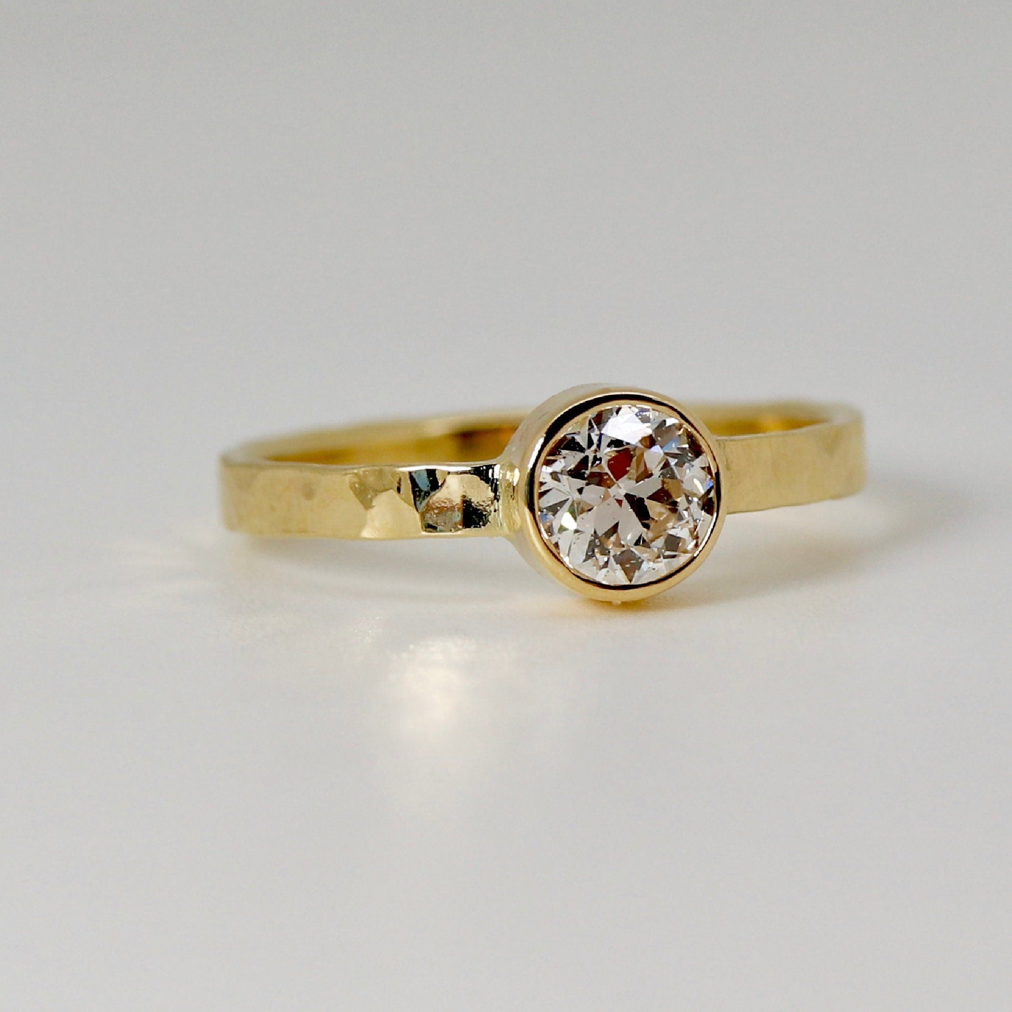 Bezel Natural Diamond Ring 14k Gold