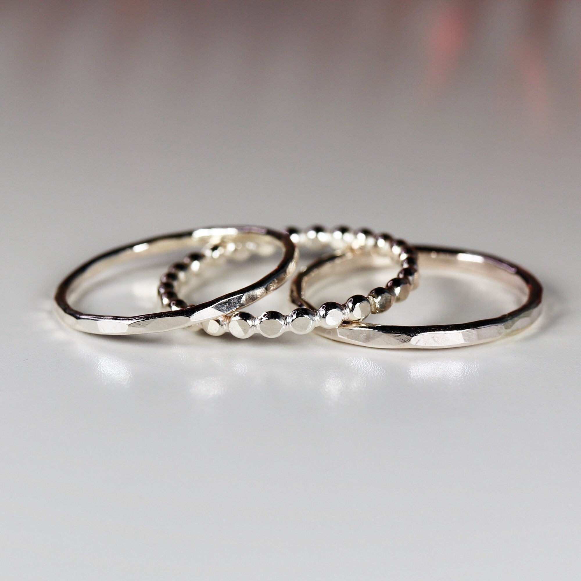 Stacking Rings: Dots, Hammered and Textured Rings (set of 3)