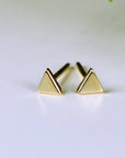 Triangle Stud Earrings, 14k Solid Rose Gold Minimal Earrings