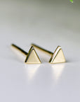 Triangle Stud Earrings, 14k Solid Rose Gold Minimal Earrings