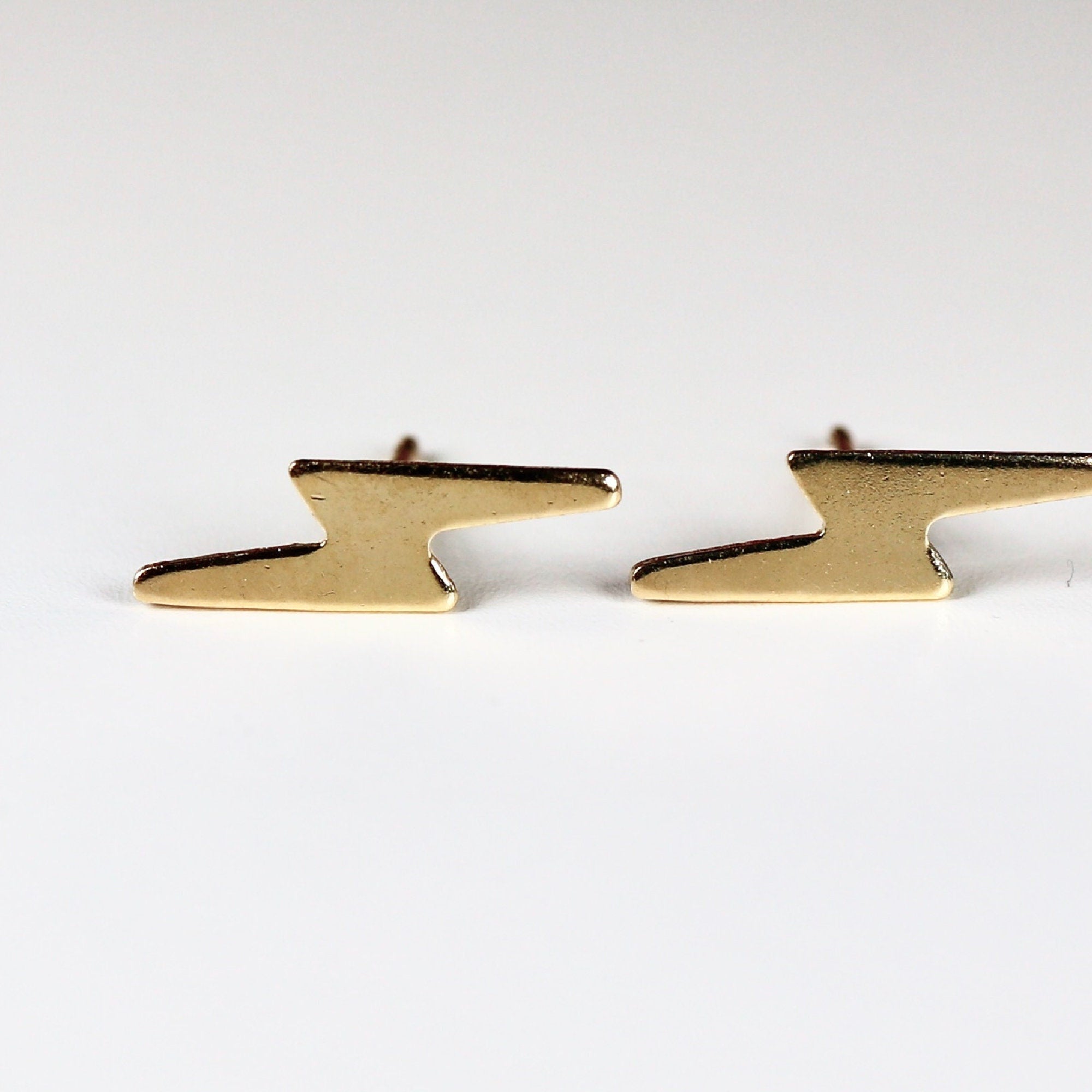 Lightning Bolt Earrings 14k Solid Gold, Lightning Bolt Jewelry - Melt'm Jewelry