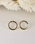 14k Hammered Gold Circle Stud Earrings