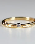 14k Solid Gold Stacking Ring Set of 2, Diamond Stacking Ring Set