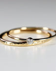 14k Solid Gold Stacking Ring Set of 2, Diamond Stacking Ring Set