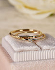 14k Gold Diamond Stacking Ring Set of 2 - Melt'm Jewelry