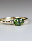 Diamond & Green Tourmaline Engagement Ring