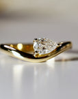 East West Pear Moissanite Ring 14k Gold, LIL JASMINE - Melt'm Jewelry