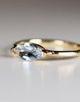 Marquise Aquamarine Ring, 14k Gold Aquamarine Engagement Ring