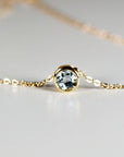 Bezel Set Swiss Blue Topaz Necklace 14k Solid Gold