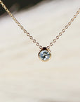 Bezel Set Swiss Blue Topaz Necklace 14k Solid Gold - Melt'm Jewelry