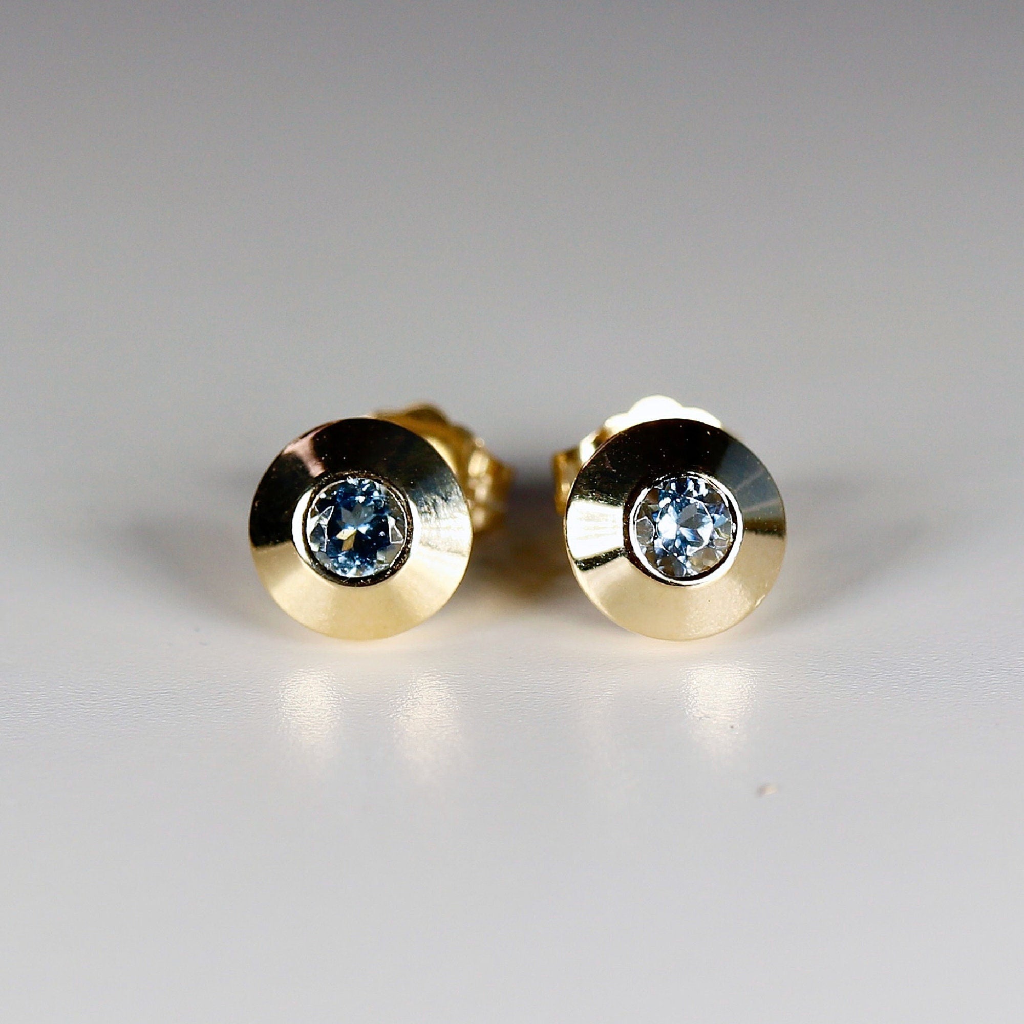 Aquamarine Dome Earrings - Melt'm Jewelry