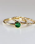 14k Gold Bezel Set Emerald Ring, Stacking Minimalist Gemstone Ring - Melt'm Jewelry