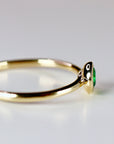 14k Gold Bezel Set Emerald Ring, Stacking Minimalist Gemstone Ring - Melt'm Jewelry