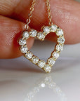 14k Gold Natural Diamond Sliding Open Heart Necklace - Melt'm Jewelry