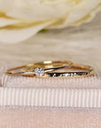 14k Solid Gold Stacking Ring Set of 2, Diamond Stacking Ring Set