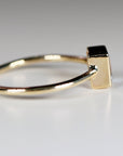 Princess Cut Bezel Set Aquamarine Ring 14k Gold March Birthstone - Melt'm Jewelry
