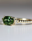 Diamond & Green Tourmaline Engagement Ring