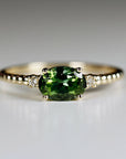 Diamond & Green Tourmaline Engagement Ring