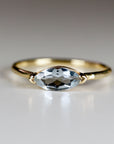 Marquise Aquamarine Ring, 14k Gold Aquamarine Engagement Ring