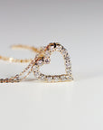 14k Gold Natural Diamond Sliding Open Heart Necklace - Melt'm Jewelry