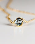 Bezel Set Swiss Blue Topaz Necklace 14k Solid Gold - Melt'm Jewelry
