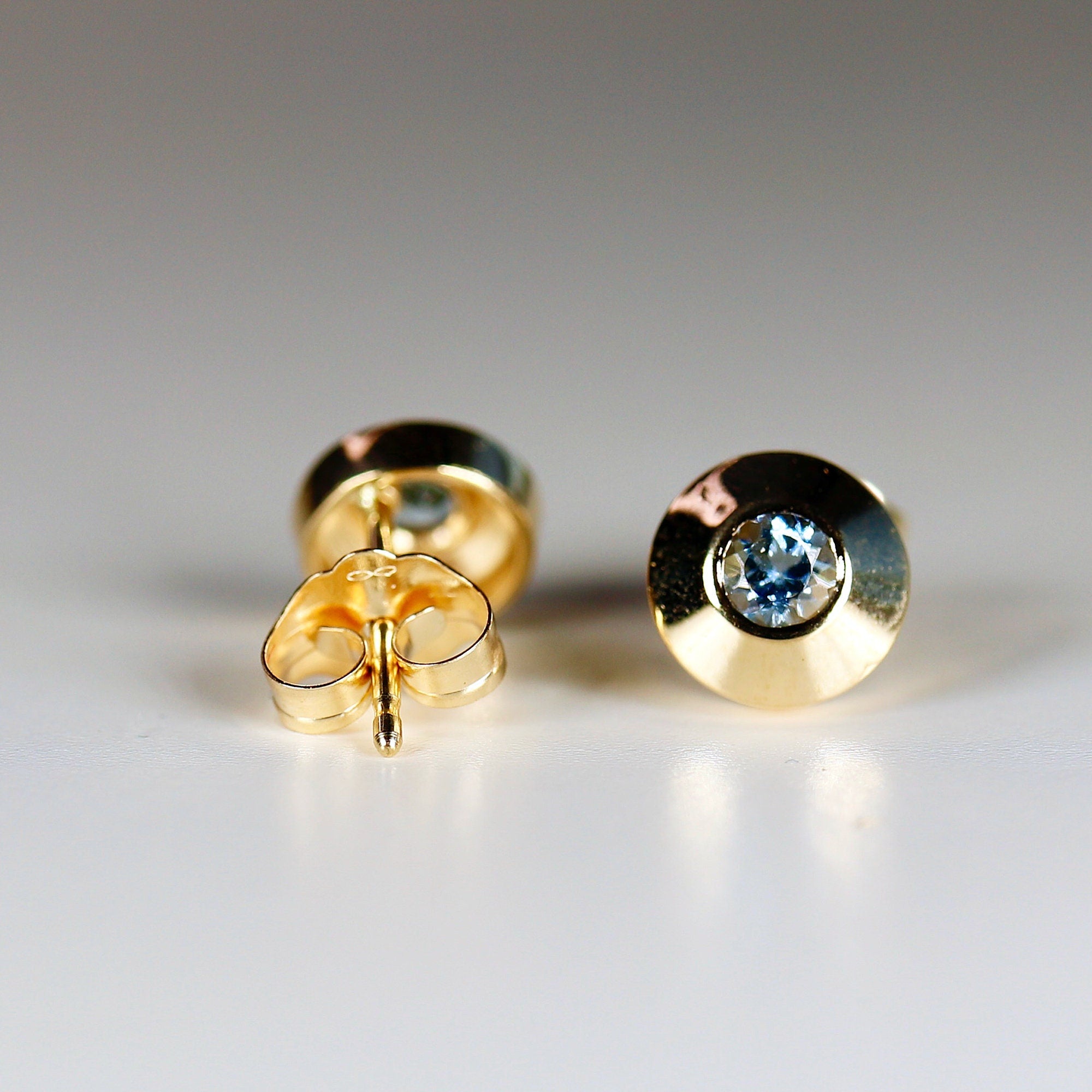 Aquamarine Dome Earrings - Melt'm Jewelry