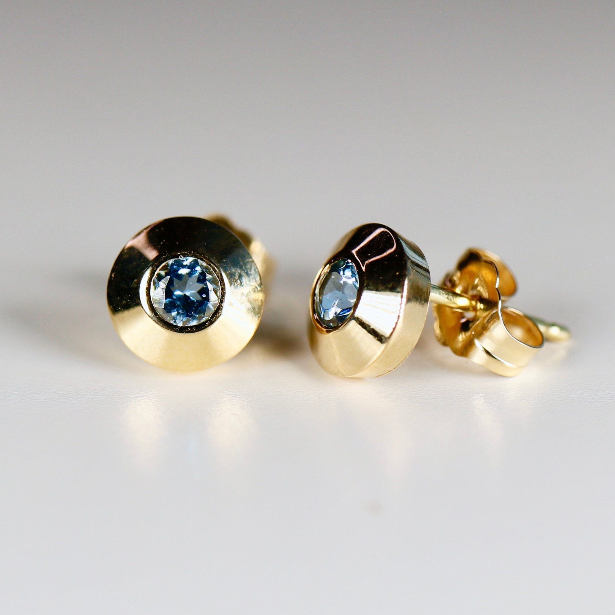 Aquamarine Dome Earrings - Melt'm Jewelry